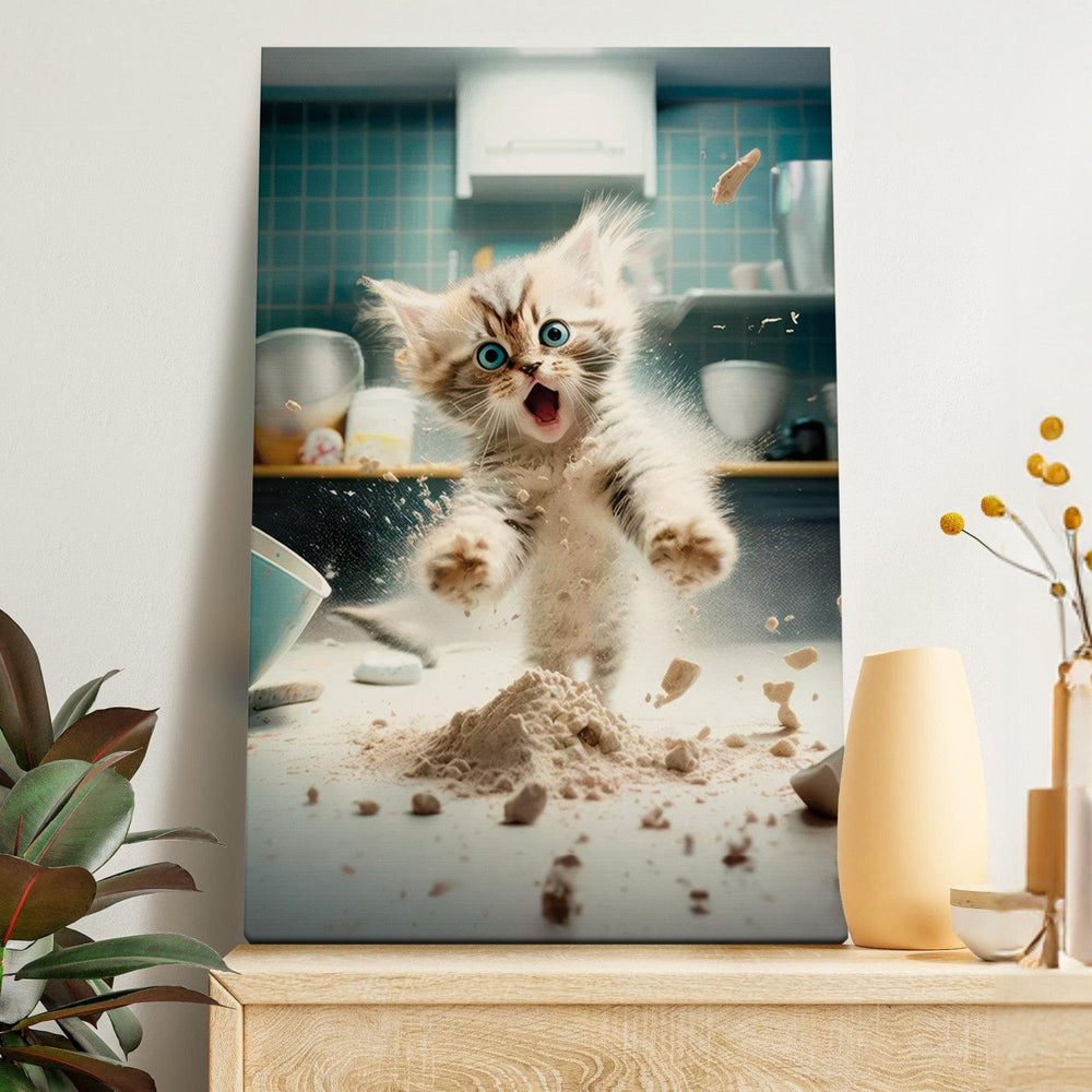 Glezna - Nobijies meinas jenotveidīgais kaķis uz virtuves, 150171 G-ART