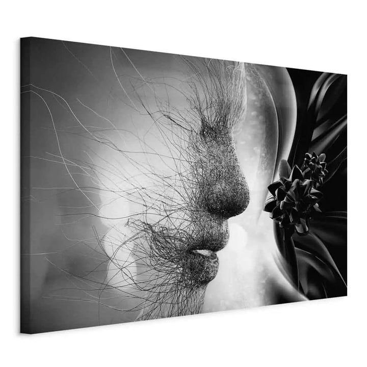 Glezna ar sievietes sejas siluetu, melnbalta (1 daļa), horizontāla G-ART