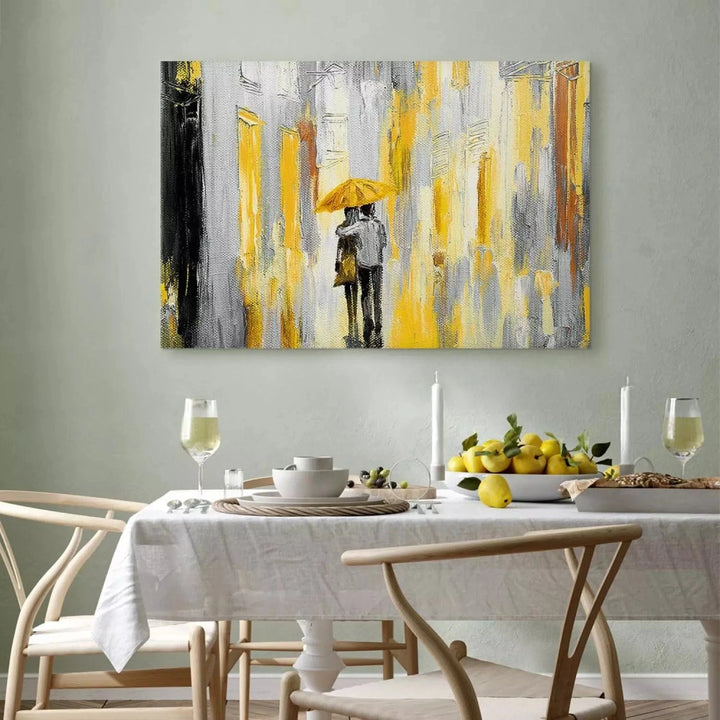 Glezna ar parīti zem lietussarga, 1-daļā, dzeltenā krāsā G-ART