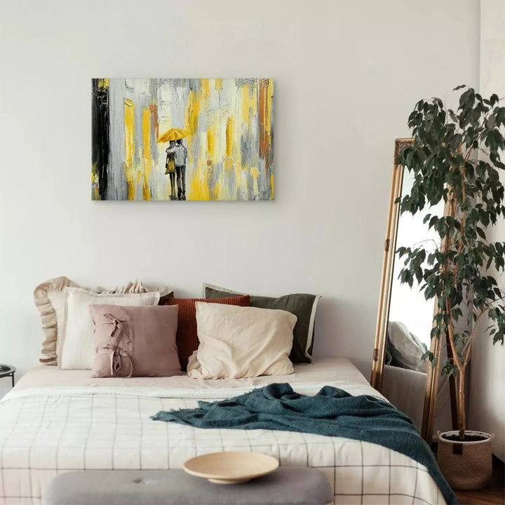 Glezna ar parīti zem lietussarga, 1-daļā, dzeltenā krāsā G-ART