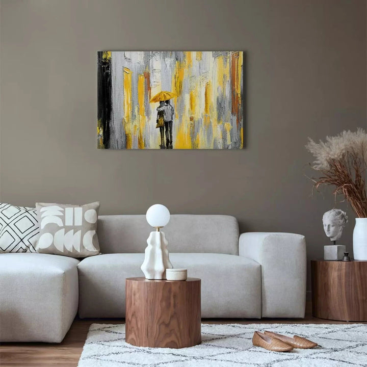 Glezna ar parīti zem lietussarga, 1-daļā, dzeltenā krāsā G-ART