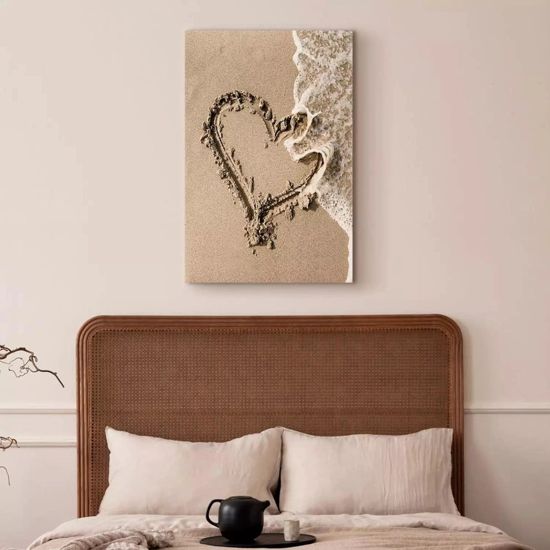 Kanva, romantiska - Mīlestības vilnis – sirds formas ainava pludmalē ART XL