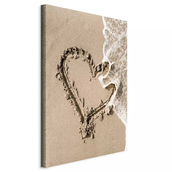 Kanva, romantiska - Mīlestības vilnis – sirds formas ainava pludmalē ART XL