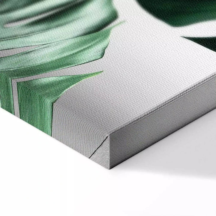 Kanva - Monstera lapas, 117113, zaļas lapas uz gaiši pelēka fona ART XL