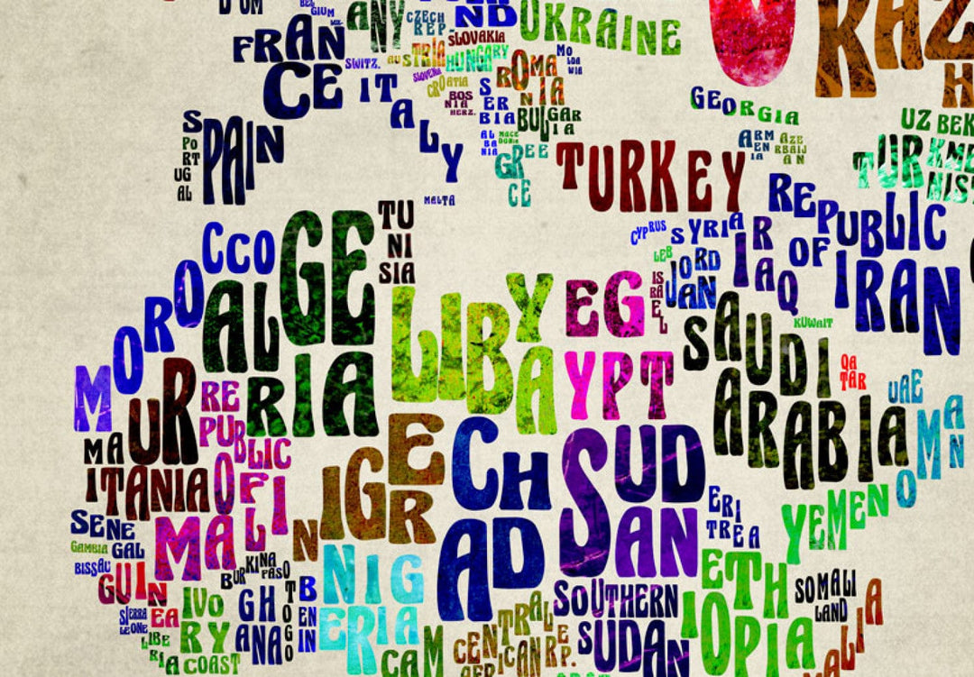 Triptihs - Pasaules karte ar valsts uzrakstiem (triptihs), 55404, (x3) G-ART