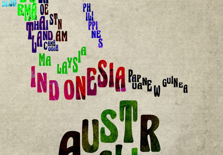 Triptihs - Pasaules karte ar valsts uzrakstiem (triptihs), 55404, (x3) G-ART