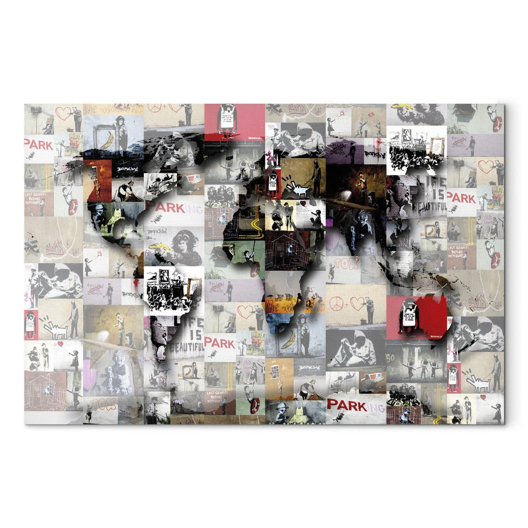 Glezna – Pasaules karte Benksija stilā - Banksy iedvesma, 92622 G-ART.