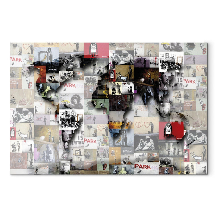 Glezna – Pasaules karte Benksija stilā - Banksy iedvesma, 92622 G-ART.