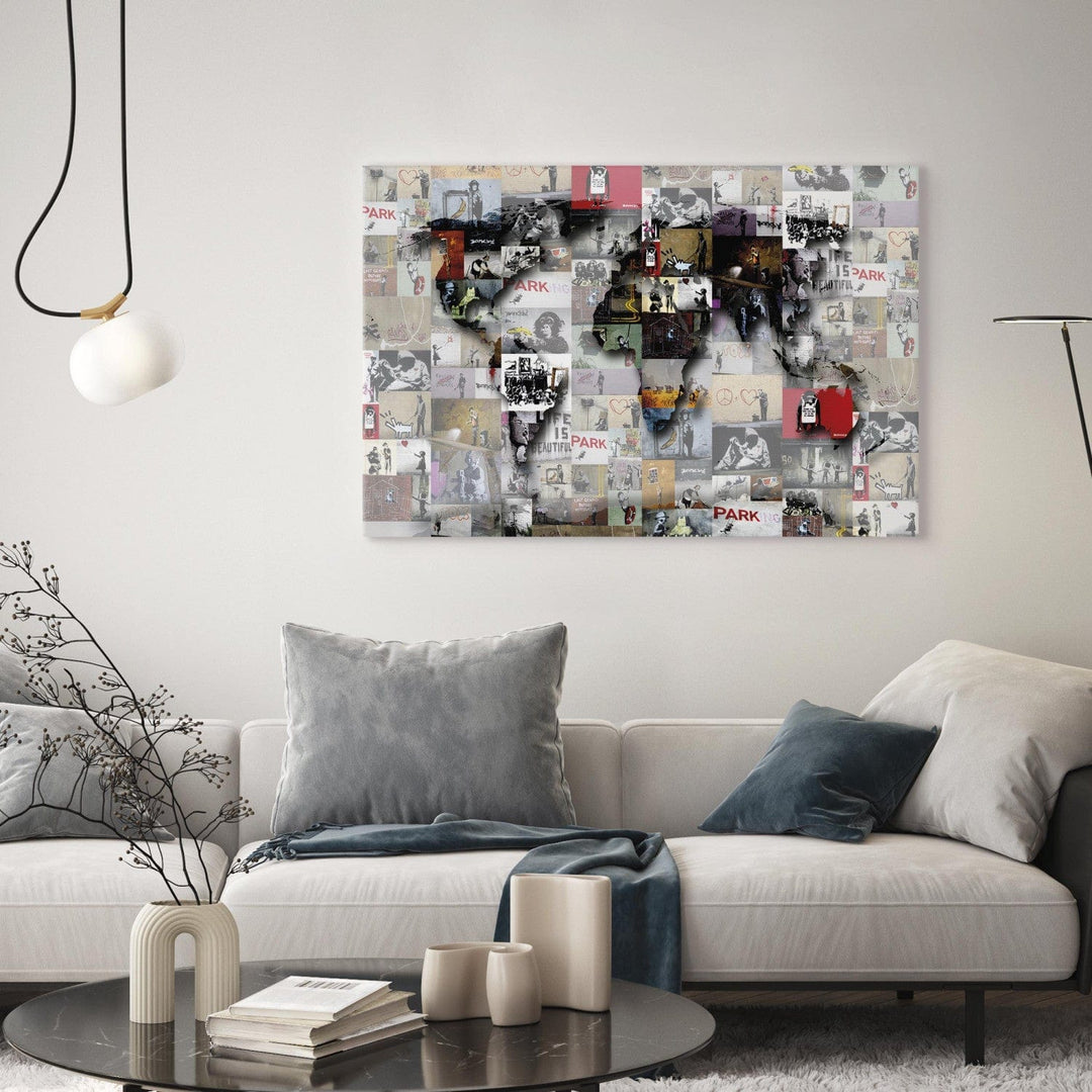 Glezna – Pasaules karte Benksija stilā - Banksy iedvesma, 92622 G-ART.