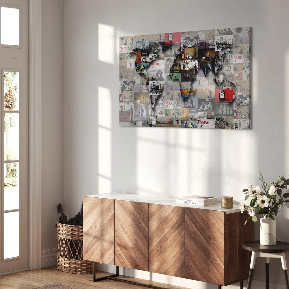 Glezna – Pasaules karte Benksija stilā - Banksy iedvesma, 92622 G-ART.