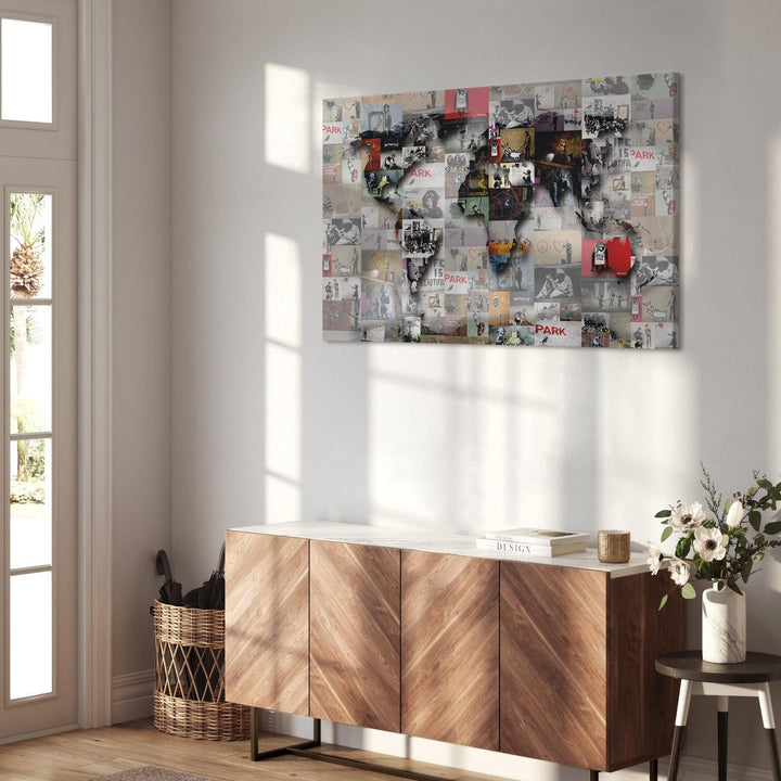 Glezna – Pasaules karte Benksija stilā - Banksy iedvesma, 92622 G-ART.