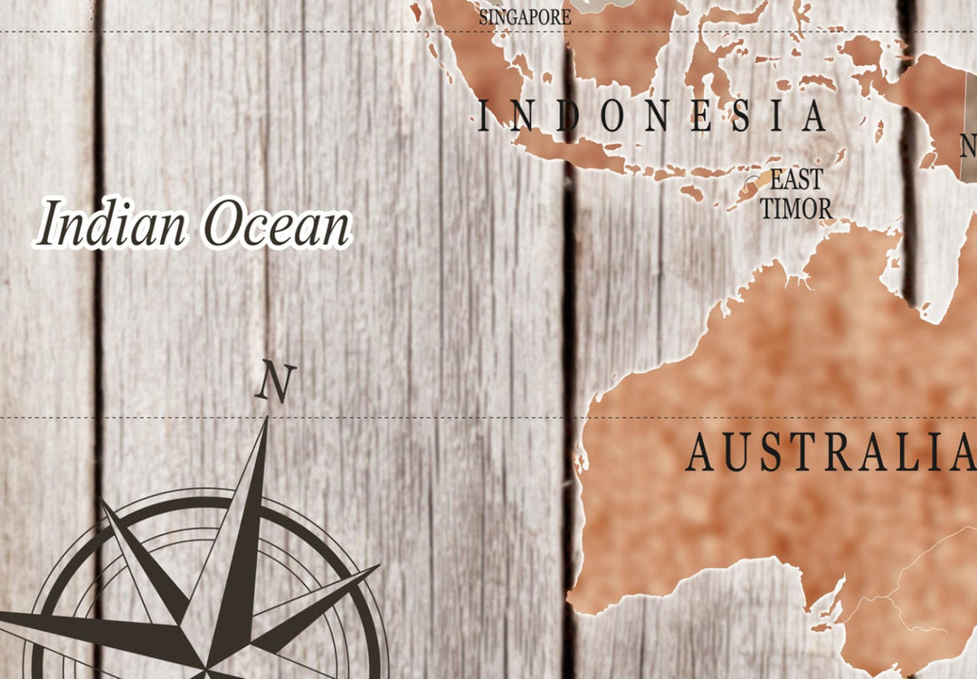 Glezna - Pasaules karte uz pelēka koka: Koka stāsti, 91925 G-ART.