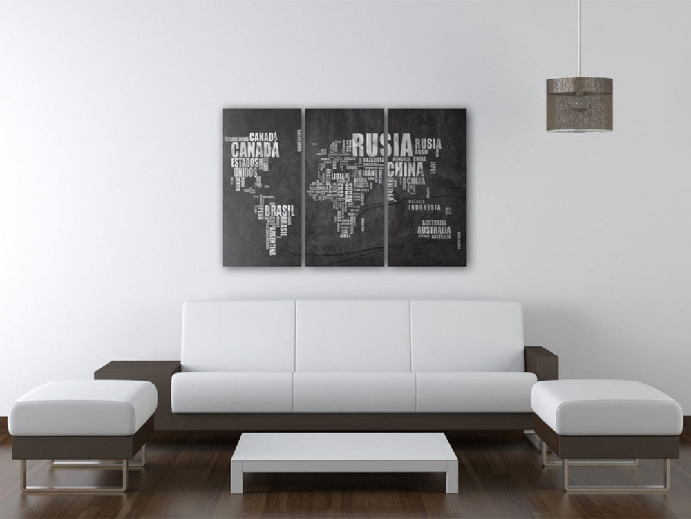 Glezna - Pasaules karte (spāņu valodā) - triptihs, 55295 G-ART