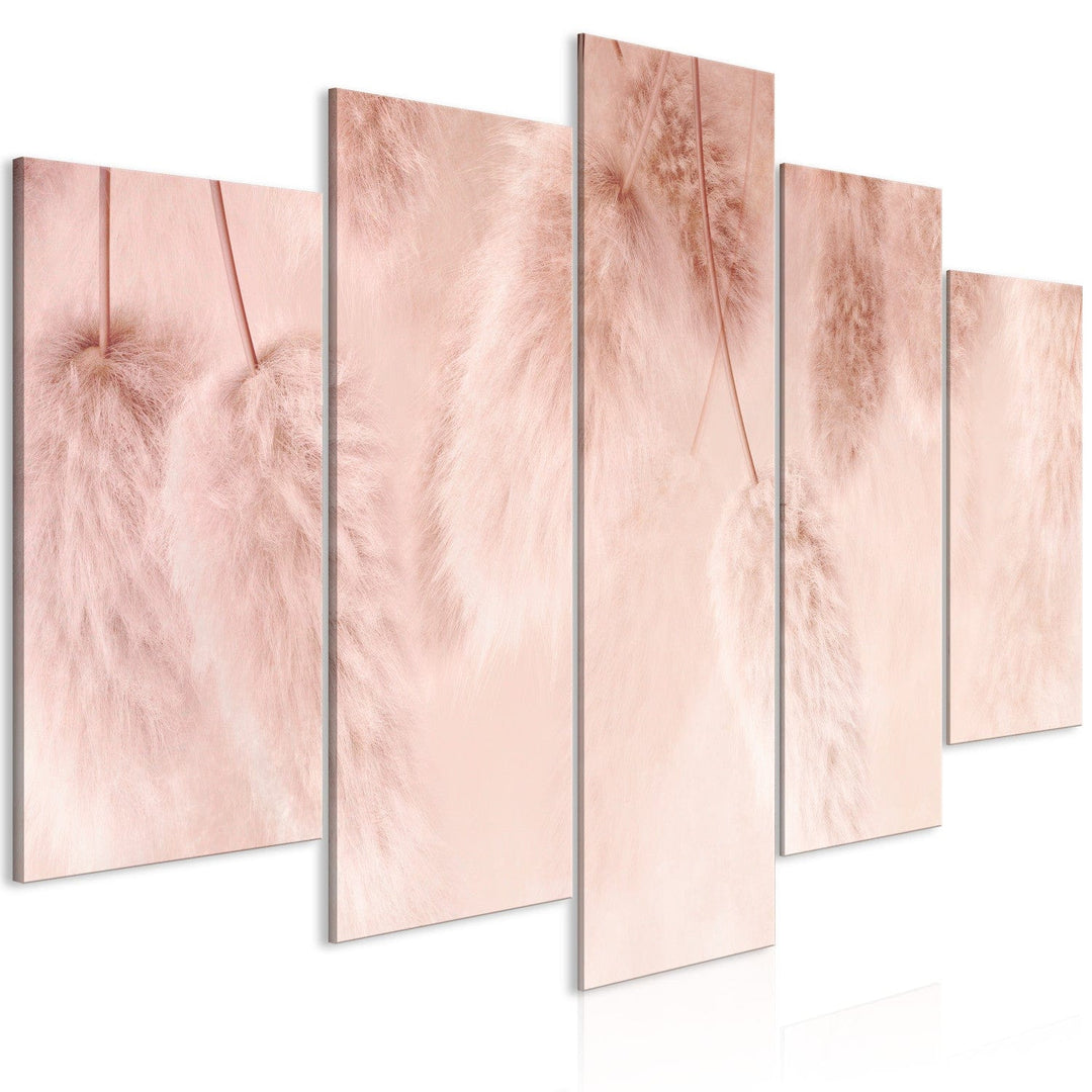 Glezna - Pasteļu boho, ar pūkainiem ziediem rozā krāsā, 151431 G-ART