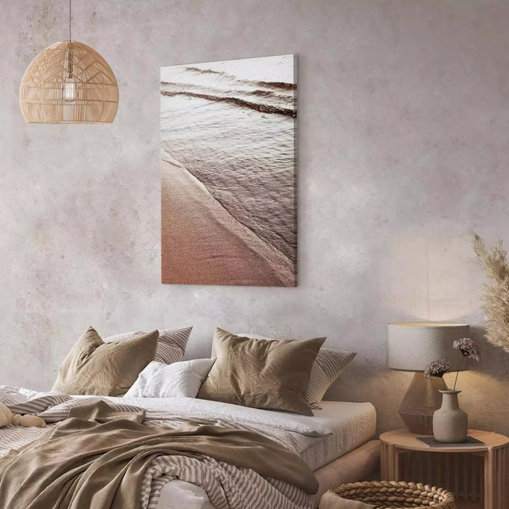 Kanva - pludmales ainava sepijas krāsā, (x1) - viesistabas interjerā G-ART
