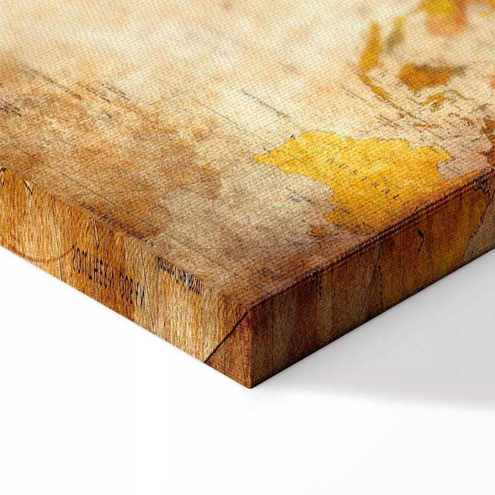 Kanva - Retro pasaules karte - Antīkais ceļojums, (x 3), vintāžas G-ART