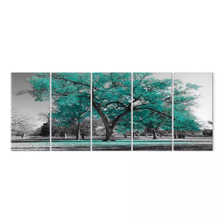 Glezna viesistabai - Rudens parkā, (x 5), tirkīzā krāsā, 122772 G-ART