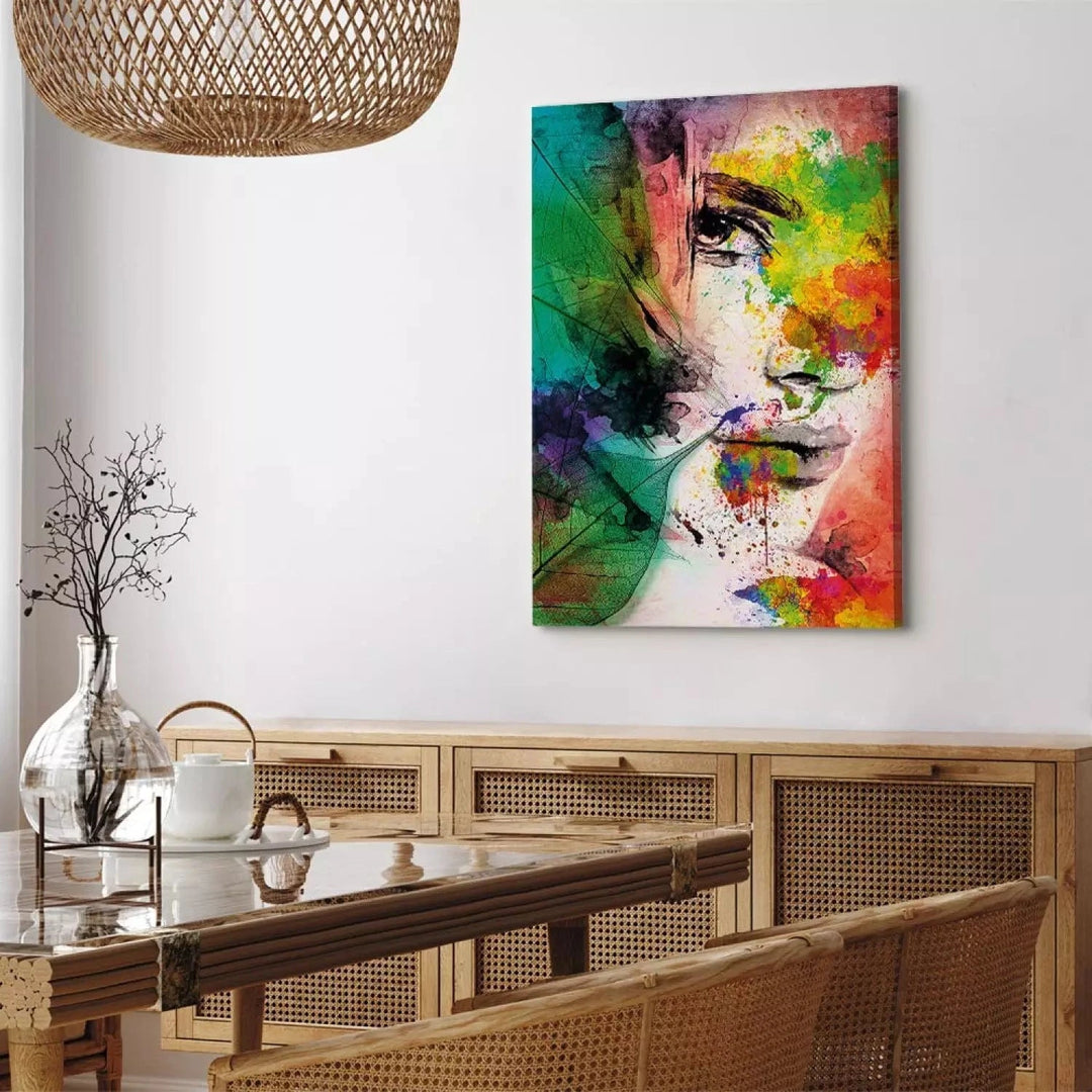 Kanva - Sievietes abstrakts portrets - Sievišķības krāsas, krāsaina G-ART