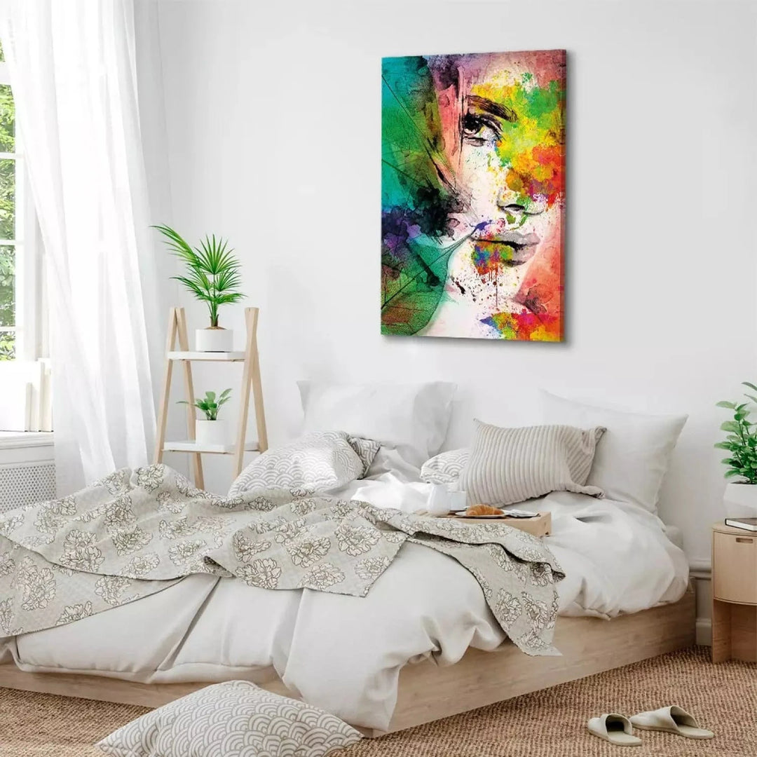 Kanva - Sievietes abstrakts portrets - Sievišķības krāsas, krāsaina G-ART