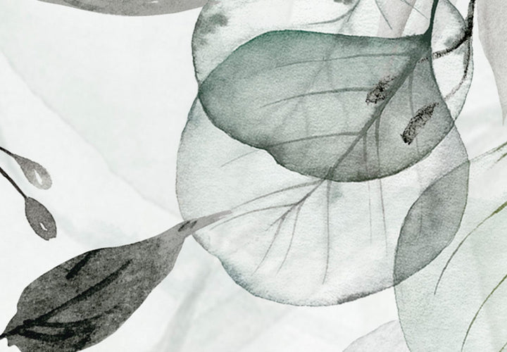 Glezna - Smalki zariņi - lapas maigos toņos uz balta fona, 151426 G-ART