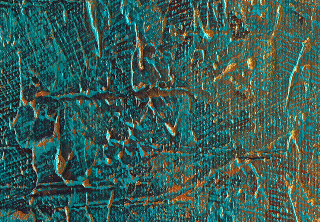 Glezna no 3 daļām - Tirkīza abstrakta tekstūra ar zelta akcentu G-ART