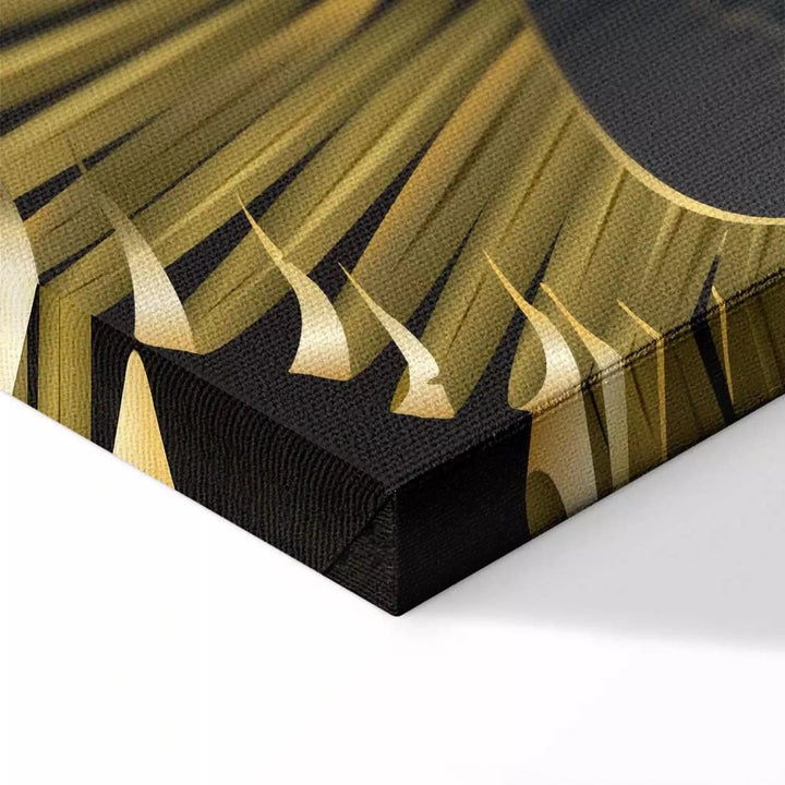 Kanva - Tropu lapas zelta un melnā krāsā - elegantam interjeram ART XL