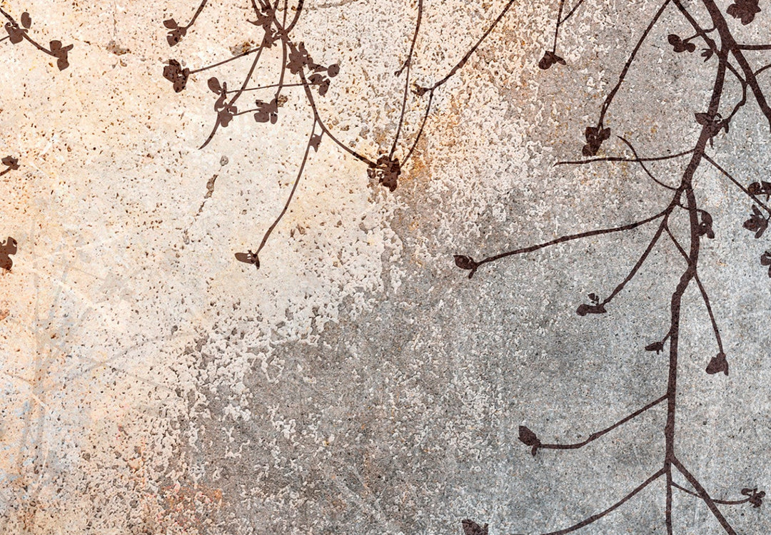 Glezna - zariņi ar ziediem uz pelēkā fona - 151455 G-ART.