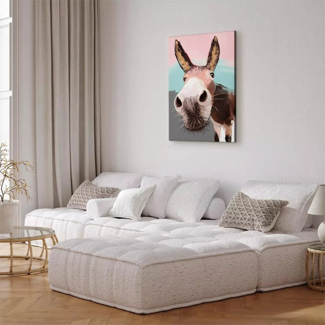 Kanva - Ziņkārīgais ēzelis, 123039, rozā, pelēkā krāsā ART XL