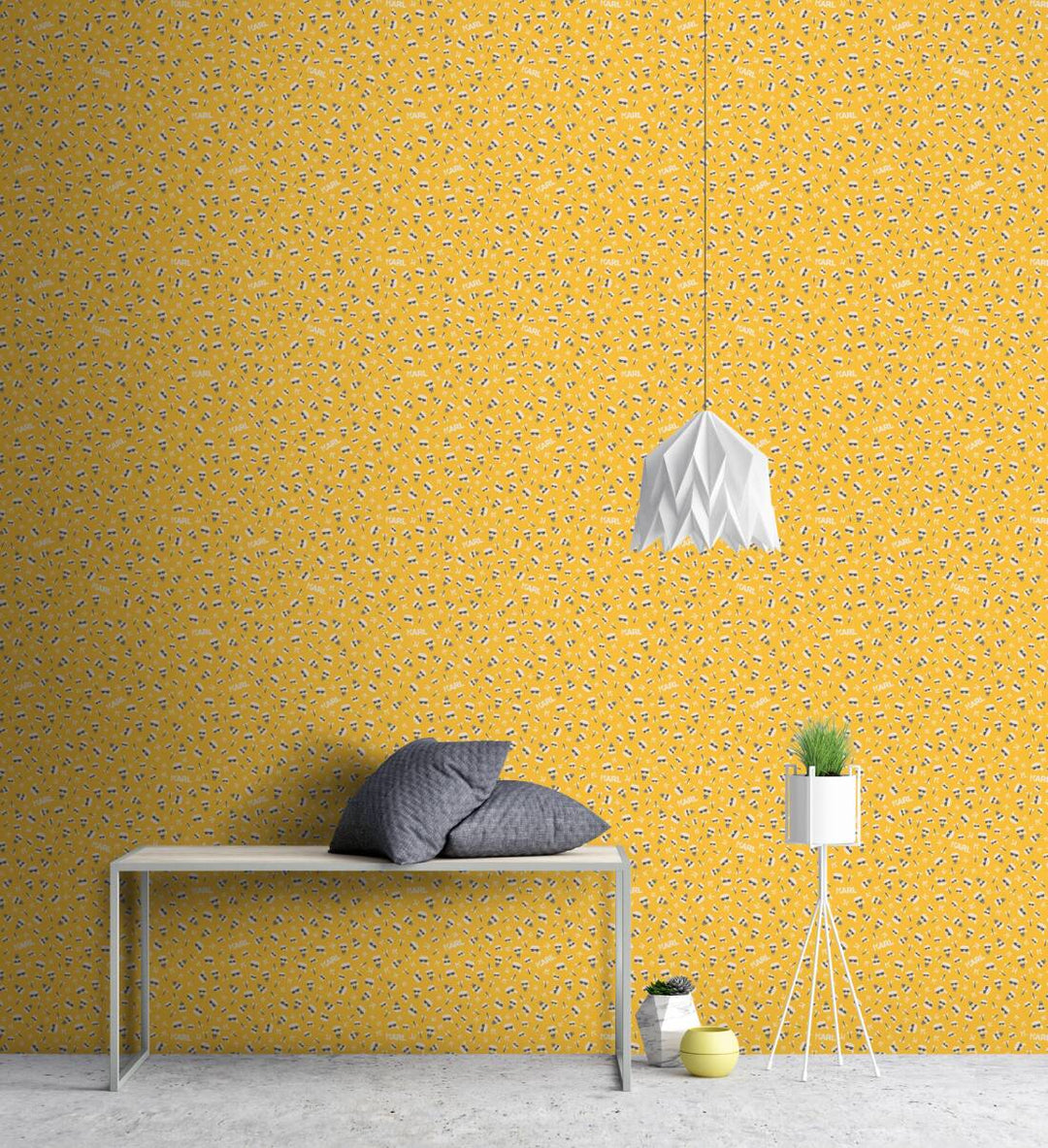 Karl LAGERFELD tapetes, komiksu dizains – dzeltenā krāsā, 378434 AS Creation