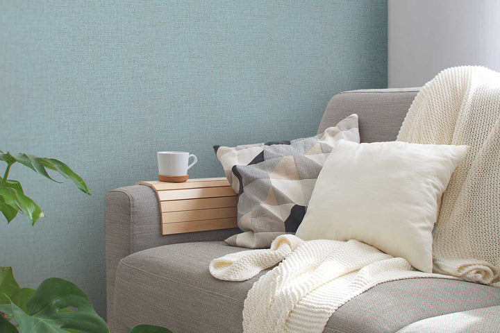 Matētas tapetes ar tekstila rakstu zilā krāsā -1360411 AS Creation