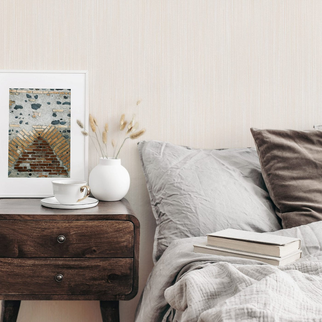 Matētas tapetes ar vertikālu struktūru krēmkrasā - 3722276 Tapetenshop.lv