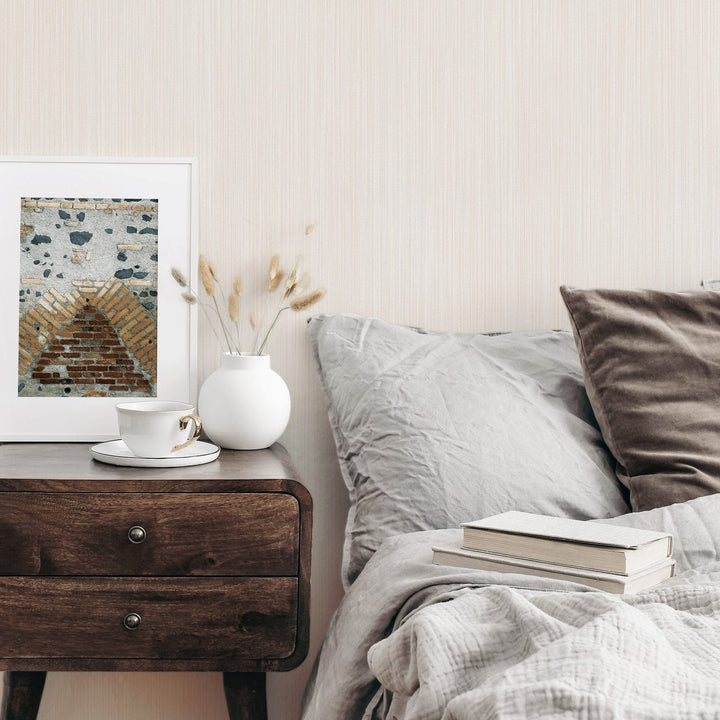 Matētas tapetes ar vertikālu struktūru krēmkrasā - 3722276 Tapetenshop.lv