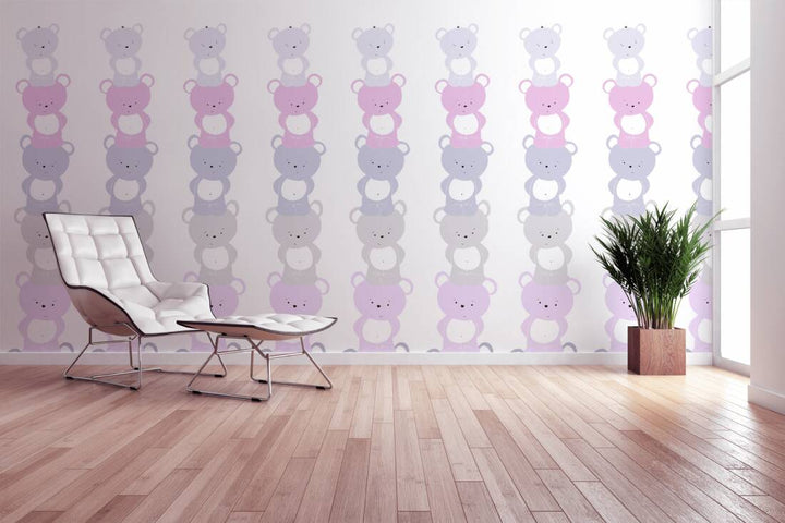 Meiteņu istabas bērnu tapetes ar lācīšiem rozā toņos, 381362, Bez PVC 🌿 AS Creation