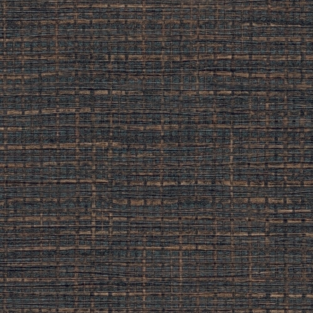 Melnas tapetes ar rafijas rakstu un auduma izskatu - 1360370 AS Creation