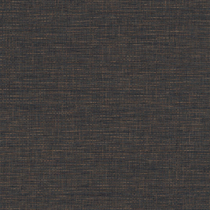 Melnas tapetes ar rafijas rakstu un auduma izskatu - 1360370 AS Creation