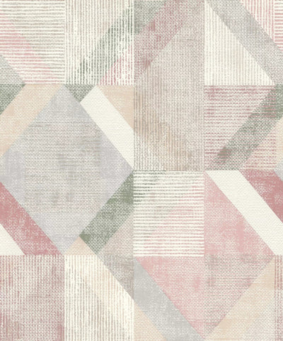 Modernas tapetes ar ģeometrisku rakstu rozā/pelēkā, 1141152 RASCH