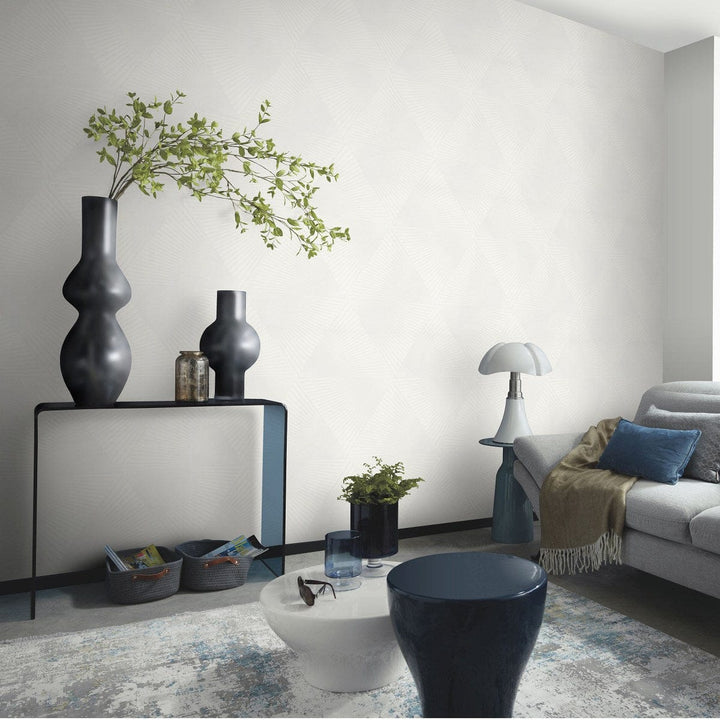 Modernas tapetes ar lielu ģeometrisku rakstu, baltā krāsā - 3760021 Erismann