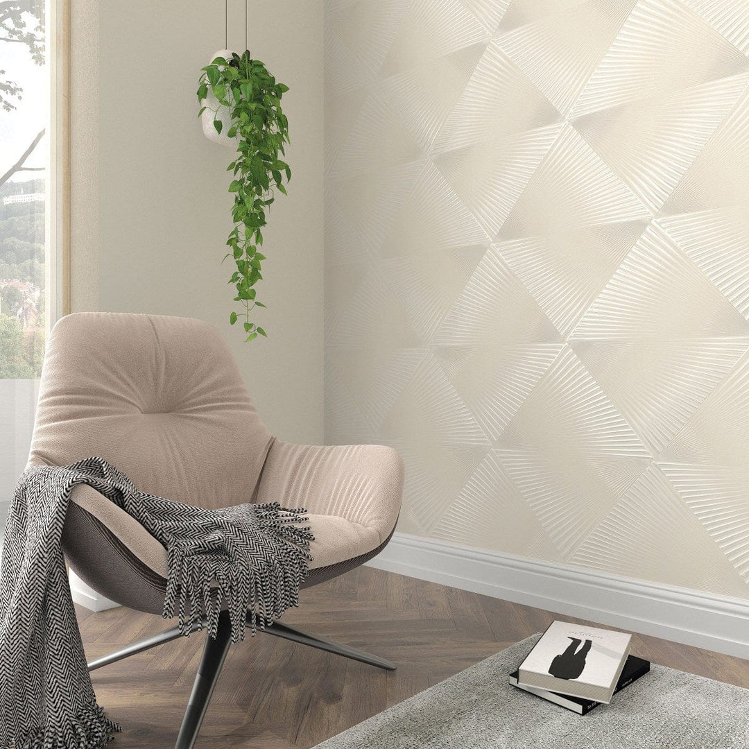 Modernas tapetes ar lielu ģeometrisku rakstu, krēmkrāsā - 3760036 Erismann