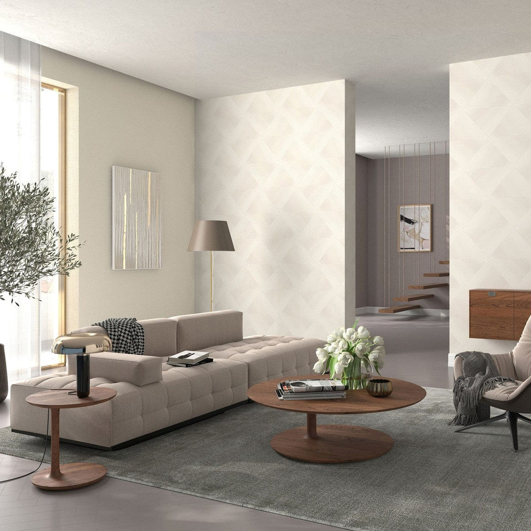 Modernas tapetes ar lielu ģeometrisku rakstu, krēmkrāsā - 3760036 Erismann