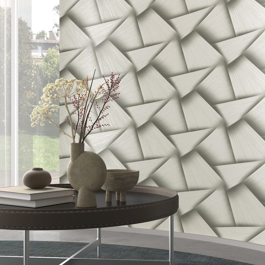 Modernas tapetes ar lielu ģeometrisku rakstu, pelēkā/metālika - 3757423 Erismann