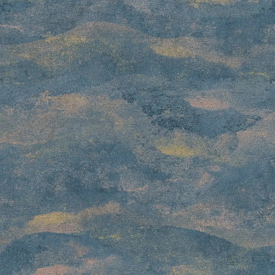 Tapetes ar abstraktu viļņu rakstu, spīdīgas, tumši zilā, zeltā, 786561 AS Creation