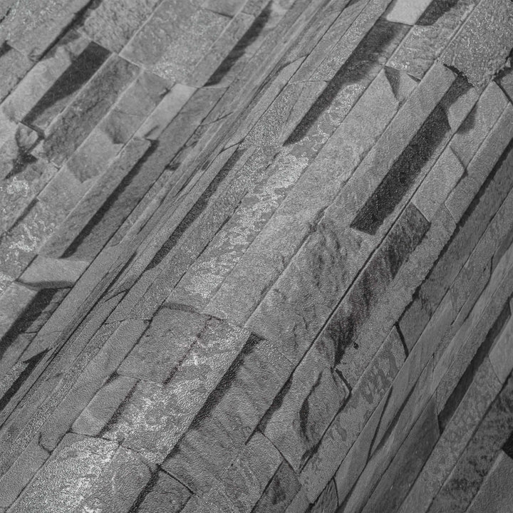 Tapetes ar akmens sienas izskatu - tumši pelēkas - 1366103 AS Creation