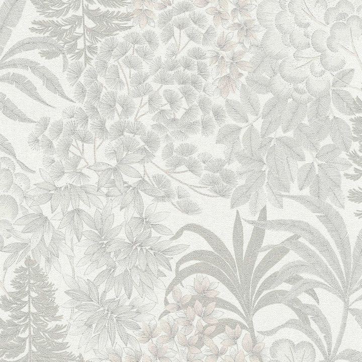 Nedaudz spīdīgas ziedu tapetes pelēkā un sudrabā krāsā - 1374162 AS Creation