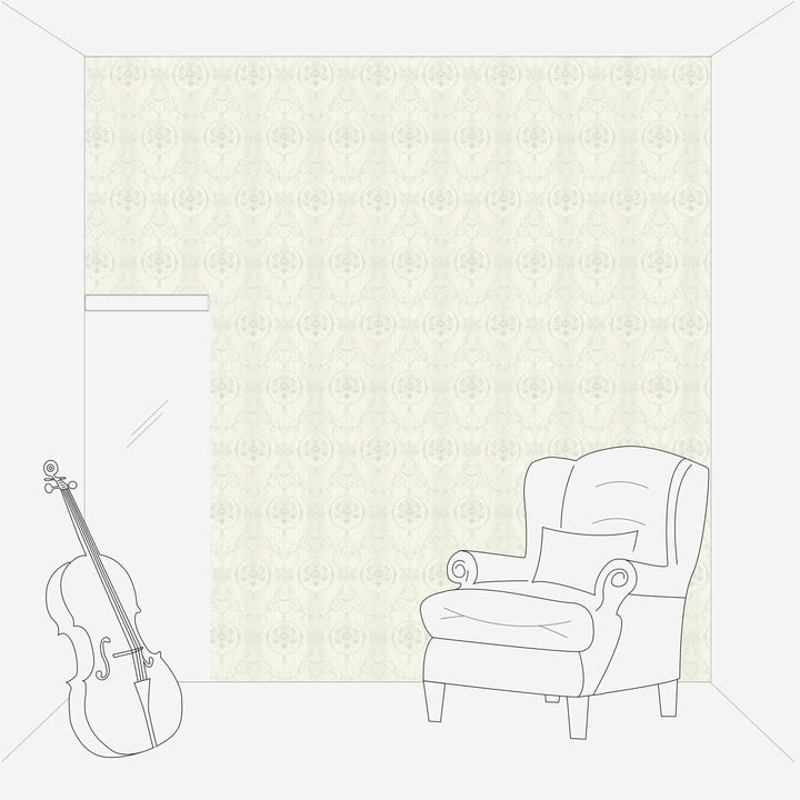 Neobaroka tapetes ar ornamentu un metālisku efektu baltā krāsā, 330833 AS Creation