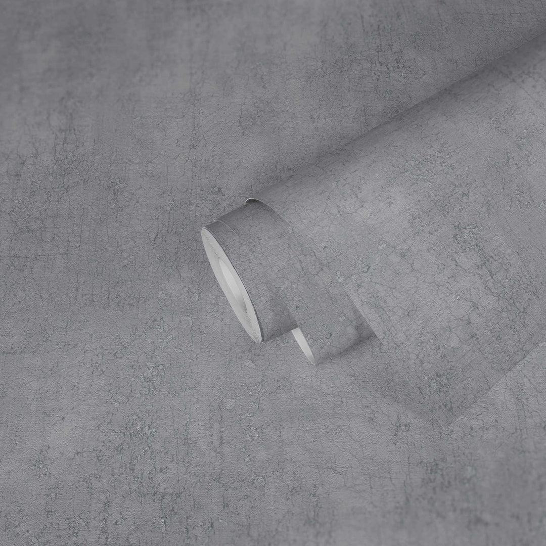 Pelēkas tapetes ar dekoratīva apmetuma izskatu AS 378406  Tapetenshop.lv