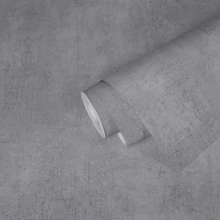 Pelēkas tapetes ar dekoratīva apmetuma izskatu AS 378406  Tapetenshop.lv