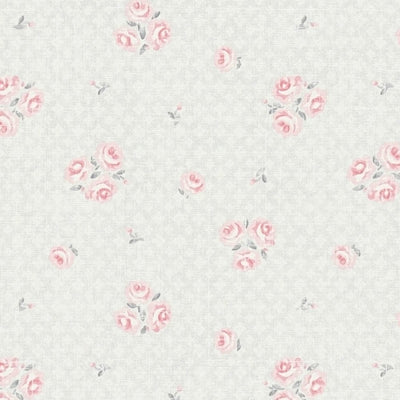 Shabby Chic stila ziedu tapetes: gaiši pelēkā un rozā- 1373021 AS Creation