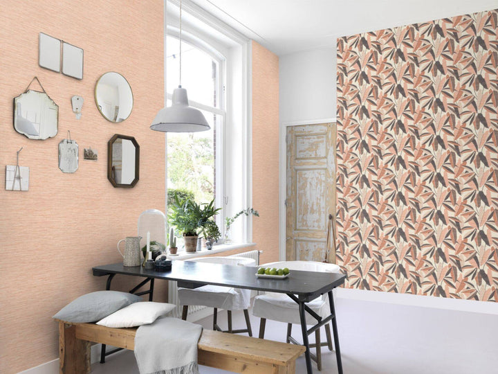 Strukturētas tapetes RASCH gaiši oranžbrūnā krāsā, nopirkt online RASCH