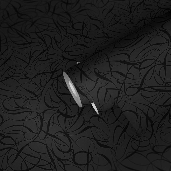 Tapetes ar līniju rakstu un spīduma efektu - melna, metālika, 132062 AS Creation