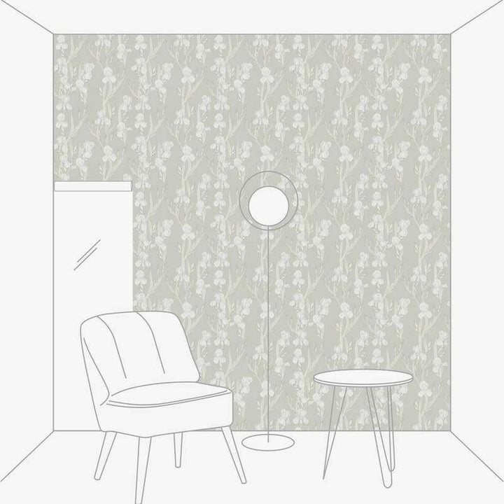 Tapetes ar zīmētu ziedu attēlu - pelēkā krāsā AS 375264 AS Creation